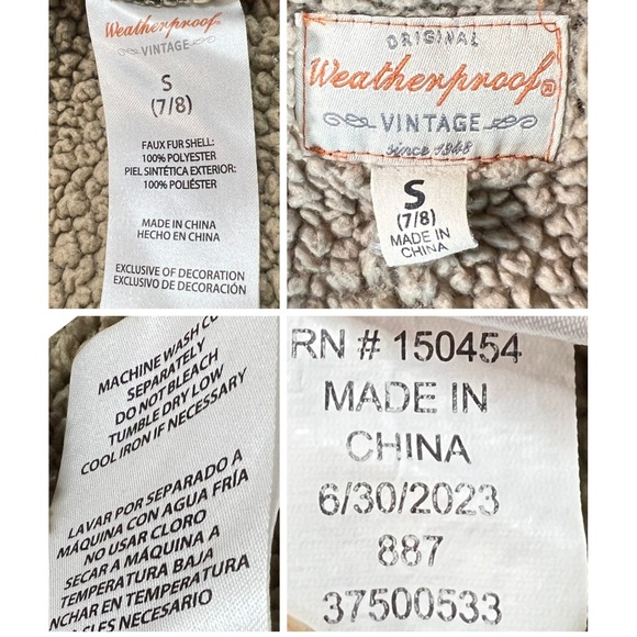 Weatherproof Vintage Boys Flannel Jacket Sherpa Small 7/8 Lined Green Plaid - Picture 3 of 10